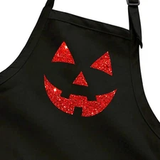 Halloween Glitter Apron Kitchen Cooking Chef BBQ gift print Pumpkin Funny Spooky