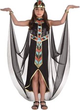 Dark Cleopatra Egyptian Queen Princess Black Fancy Dress Halloween Child Costume