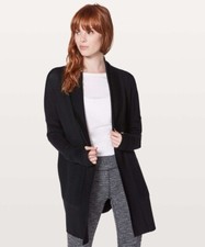 Lululemon Sit in Lotus Wrap II Cardigan Sweater Merino Wool Size 2 Black