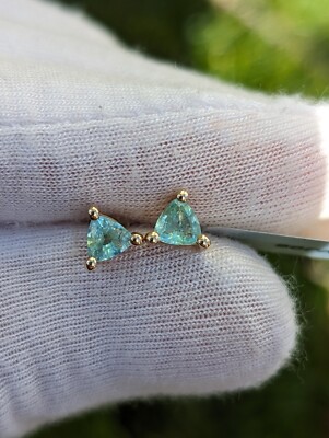NEW Paraiba Tourmaline Stud Earrings in 10K/9ct 375 Yellow Gold