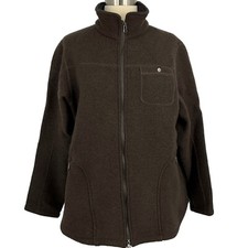 Nwt Ibex Vida Loden Jacket Size Xl Black Coffee Full Zip Fleece Merino Wool