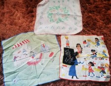 VINTAGE 50ER 60ER JAHRE BAUMWOLL TASCHENT&Uuml;CHER, 2 RETRO, EINE FLORAL