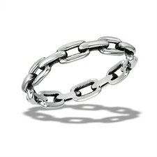 Chain Ring Mens Womens Silver Stainless Steel Pirate Cybergoth Biker Band