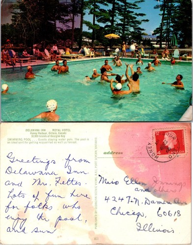 Delawana Inn Royal Hotel Honey Harbour Ontario Postcard