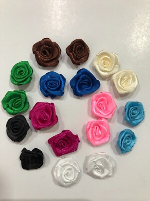 60/12 stk. BLUMEN satinblumen  waschbar Applikation Aufnäher Mal  1.8cm DE