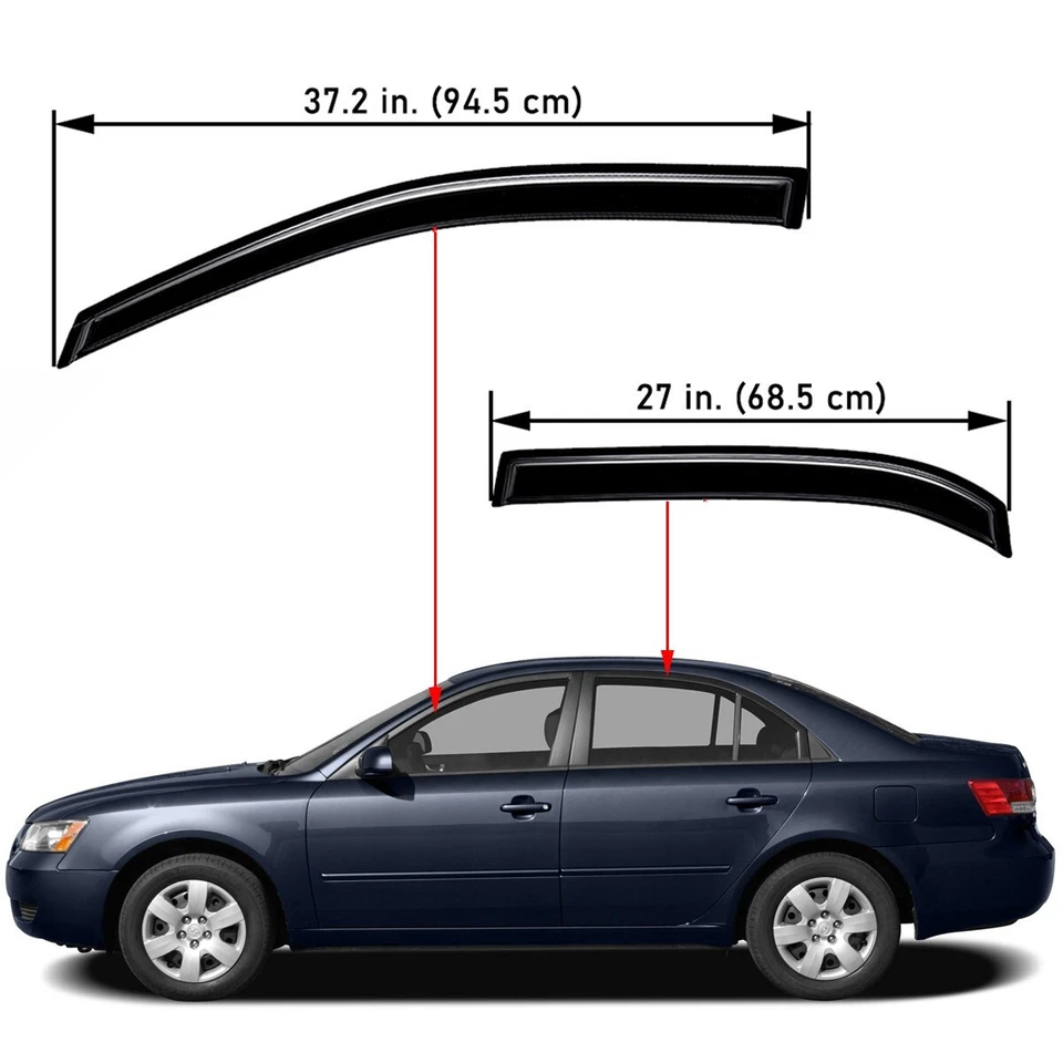 Tape-on Window Visors Vent Shade for 2005-2010 Hyundai Sonata (Old Body Style) Foto 2 de 4