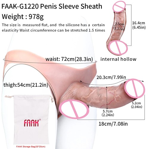 FAAK Silicone Penis Sleeve Pants Briefs Wearable Hollow Sleeve Underwear for Men - Picture 30 of 37