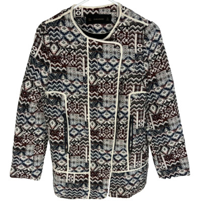 ZARA BASIC Jacket Size Small Zip and Snap Up Gorgeous Design Career Travel