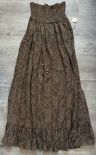 Denim & Supply X Ralph Lauren Halter Tube Beaded Tassles Maxi Boho Dress Brown S