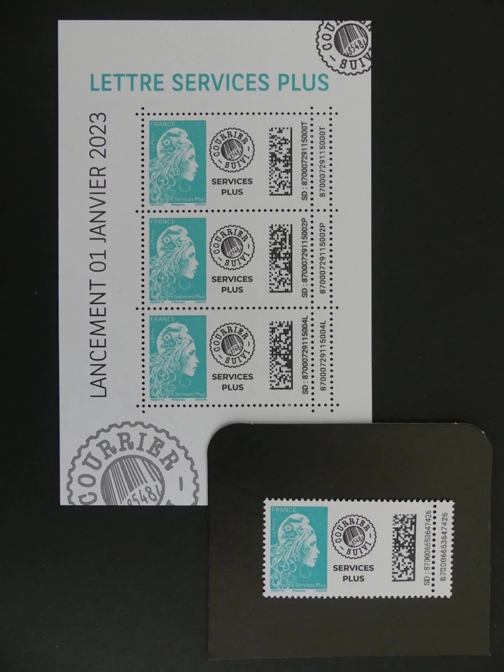 Timbre France 2023 - BF155 Lettre Service Plus & YT N° 5643 LSP Turquoise - Photo 1/1