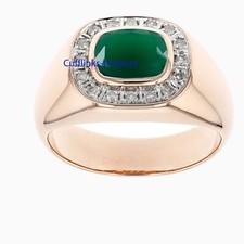 Natural Green Onyx  CZ Gemstones with 925 sterling Silver Gold Plated Ring 932