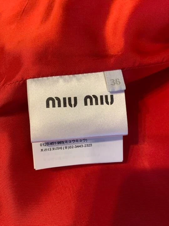 MIU MIU cappotto lungo miumiu taglia M rosso lunghezza 103 cm spalla a goccia spedito dal Giappone!! JP!