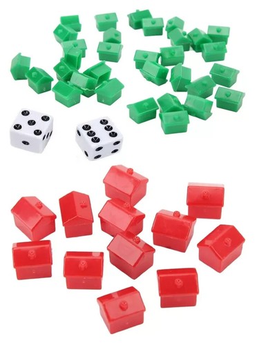 Monopoly Replacement Parts Pieces x32 Houses x12 Hotels x2 Dice 2025 Spares