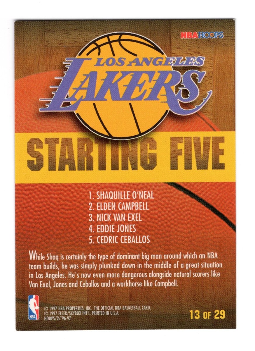 1996-97 NBA HOOPS STARTING FIVE LOS ANGELES LAKERS INSERT CARD #13