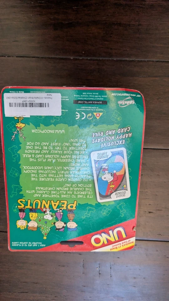 NEW PEANUTS CHARLIE BROWN CHRISTMAS UNO SEALED Snoopy's Doghouse Box 2007 HTF - Image 2 of 2