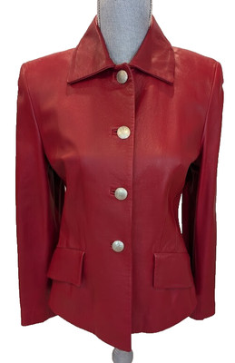 SALON 1884 Morelli Italy Red leather Jacket, 42IT/6US $4,590