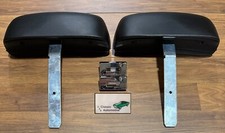 1969 Camaro Bucket Seat Headrest Assembly Pair w/ Chrome Escutcheon Curved Style