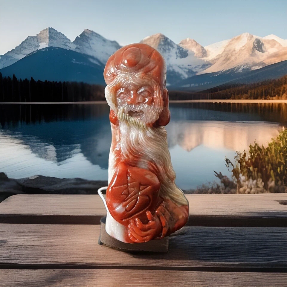 Estatua de pensador de ágata de piedras preciosas naturales tallada a mano decoración de escritorio de oficina en casa Foto 3 de 4