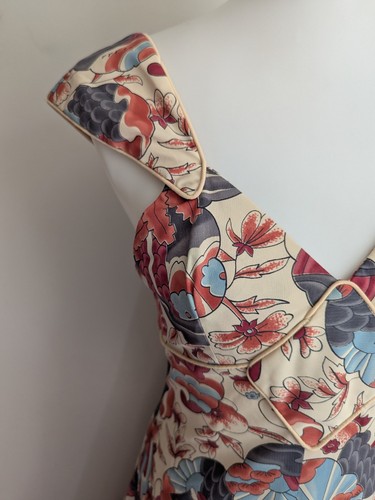 Vintage 1970s Maxi Dress 40s Vibe Tropical Novelty Retro Disco Mod Boho 4 XS - Picture 5 of 15