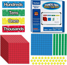 131 PCS Magnetic Base Ten Blocks - Place Value Blocks -Math Manipulatives K-3 fo