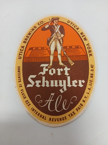 IRTP Fort Schuyler ALE Beer Label. Utica Brewing Co., Utica, New York