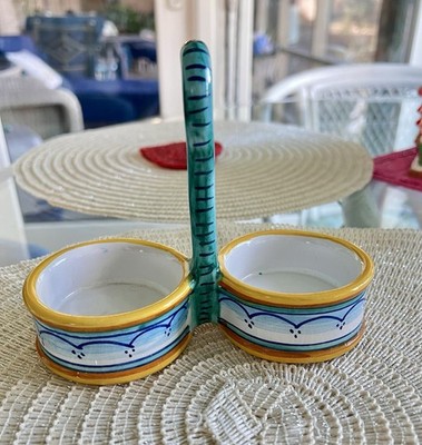 Ravello d'arte Hand Painted Ceramic Salt & Pepper Holders Italy Pottery