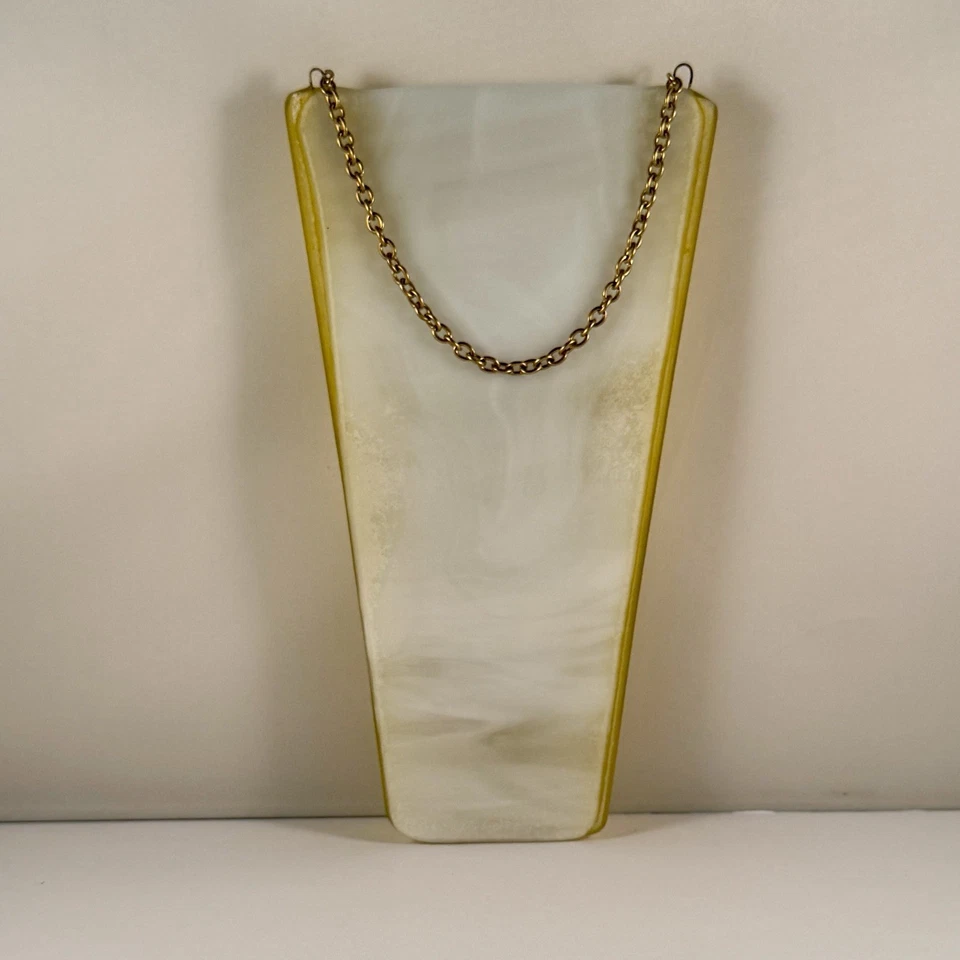 SF Mercantile Hanging Fused Glass Wall Pocket Vase Yellow Chain 9" - Image 3 of 4