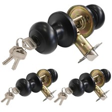 TDCHINGES Matte Black Entry Door Knobs with Lock Key Interior Exterior  3 Pa...
