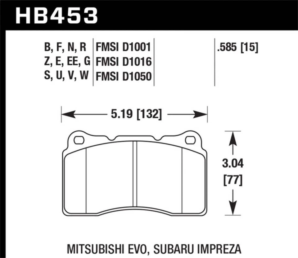 Hawk ER-1 Fr Motorsport Brake Pads for 03-06 Evo/04-09 STi/10+ Camaro SS Brembo - Imagem 2 de 4
