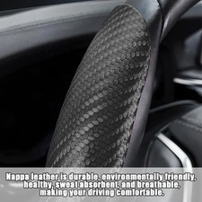 3PCS Carbon Fiber Car Steering Wheel Cover, Anti-Skid Leather Vehicle Segment...