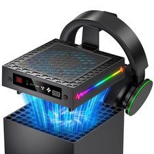 Xbox Series X Cooling Fan Stand RGB Light Display USB Hub Headset Hook