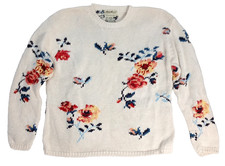 Vintage EDDIE BAUER Sweater Women's M Medium Cotton 1990s Oversize Long Sleeve