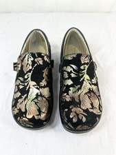 Alegria by PG Lite Clogs Kara Regal Copper Black Floral Suede Comfort Shoe 7 FSh