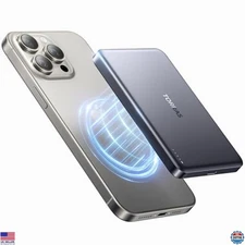 Ultra-Slim 10,000mAh Magnetic Wireless Power Bank, 22.5W Fast Charger, Gray