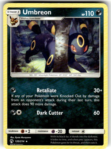 Umbreon 120/214 Rare Lost Thunder Pokemon LP