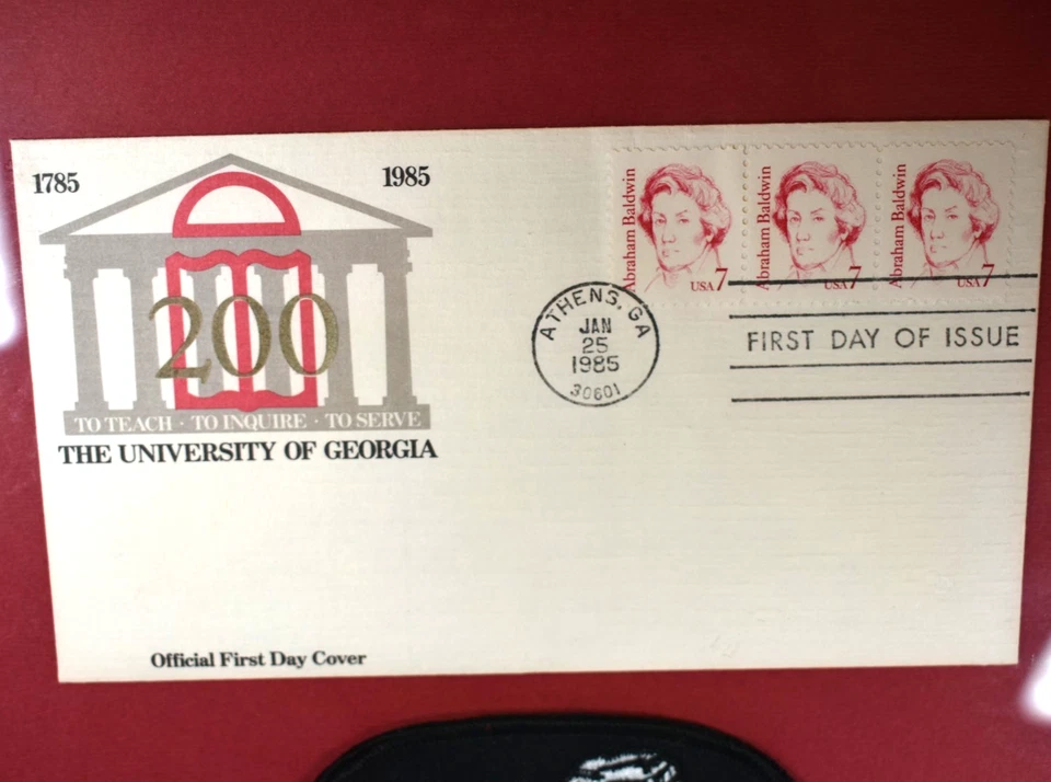 Framed University of Georgia 1st Day Cover Stamp With Georgia Bulldogs Patch - Image 2 of 4