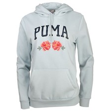PUMA Faux Embroidery Floral Pullover Hoodie Womens Blue Casual Outerwear 6844102