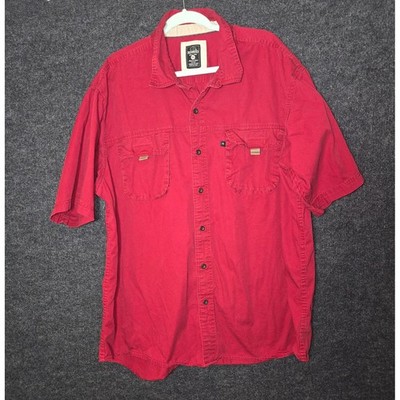 REDHEAD Mens DARK Red Short Sleeve Button Up Shirt Big Tall 2XL Work Casual