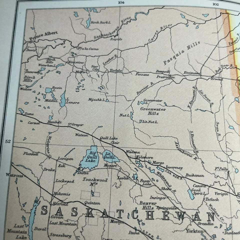 1910: Antiguo mapa de Manitoba Saskatchewan CS #65 ferrocarril atlas anticuario  Foto 4 de 4