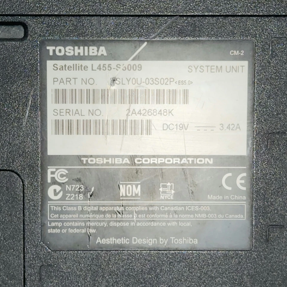 Toshiba Satellite L455 Intel Pentium Dual Core T4400 2.20Ghz 4GB SIN HDD (PIEZAS) Foto 3 de 4