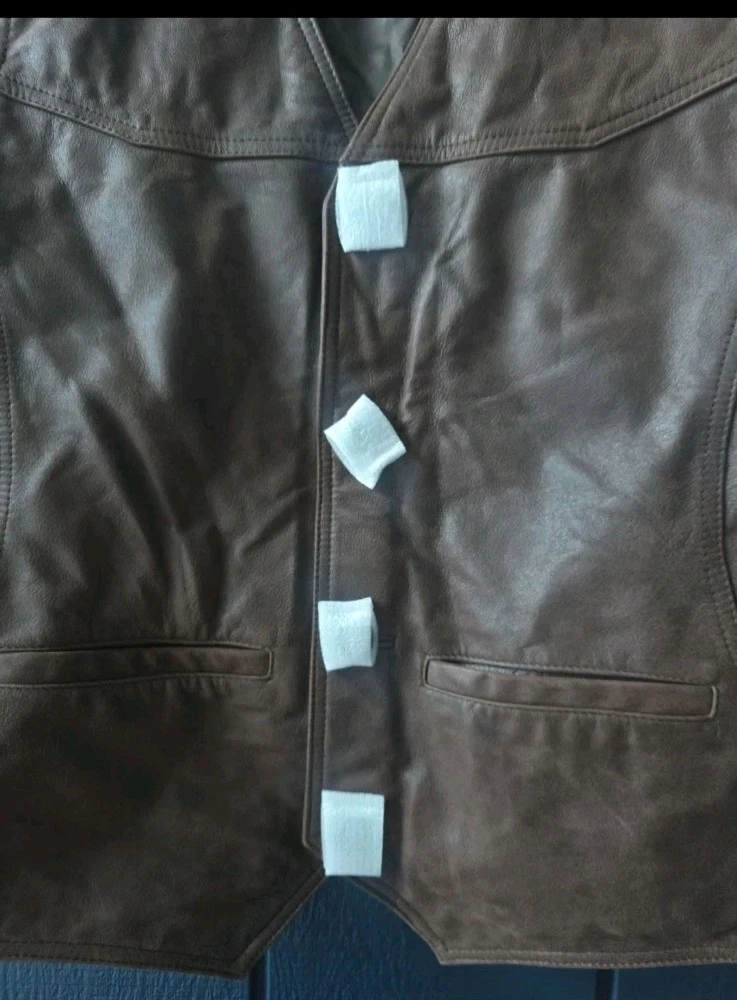 Vintage 90s Marlboro Country Store Genuine Leather Vest - Men's L Deadstock image 8