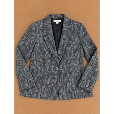 Coldwater Creek Grey Black Abstract Textured Single Button Blazer Jacket Size 6