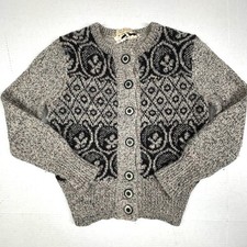 VTG 70s La Squadra Wool Cardigan Sweater Small Knit Sparkle Norwegian Pattern EC