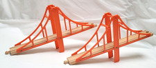 Thomas & Friends Wooden Railway Lot of 2 Orange Wood 14" Suspension Bridges