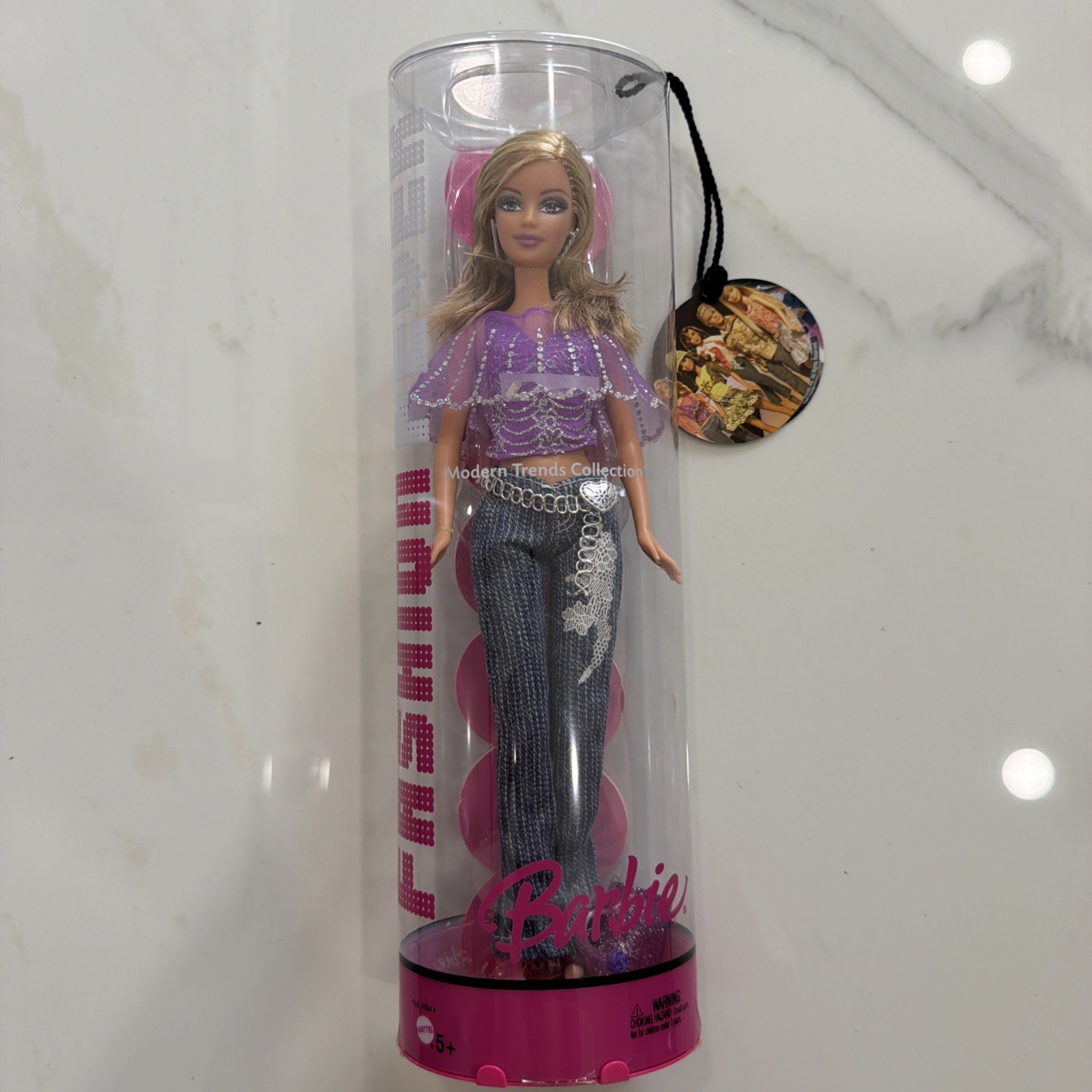 2005 Barbie Fashion Fever Modern Trends Doll J1326 Purple Top Denim Jeans NIB