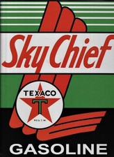 PLAQUE PUBLICITAIRE TEXACO SKY CHIEF  -DECO USA / VINTAGE -40X30 CM
