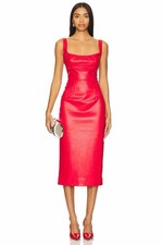 Bardot Kassy Faux Leather Dress in Famous Red