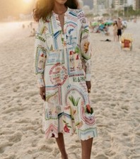 NEW! RADIANT Wanderlust DRESS Rio Brazil Paris Anthropologie Farm S CROISSANT