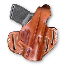 Masc Premium Leather Owb Three Slot Pancake Holster Thumb Break For Hellcat 3