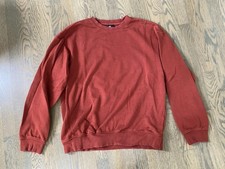 H M Crew Neck Pullover Sweatshirt Relaxed Fit Men  s S Dark Red Rust Unisex